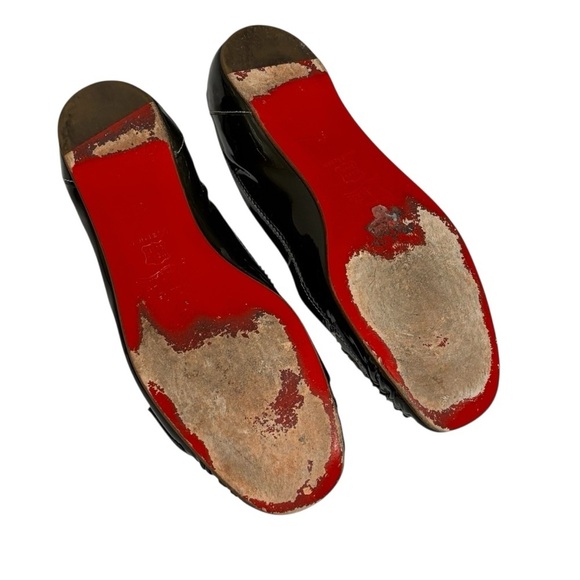 CHRISTIAN LOUBOUTIN - SIZE 37 / US 6.5 BLACK PATENT LEATHER PENNY LOAFERS - S7 - Picture 9 of 13